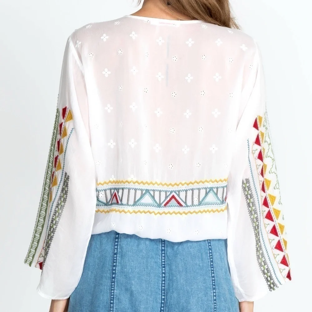 JOHNNY WAS EZRA HEAVILY EMBROIDERED BLOUSE TUNIC NWT - Picture 9 of 13